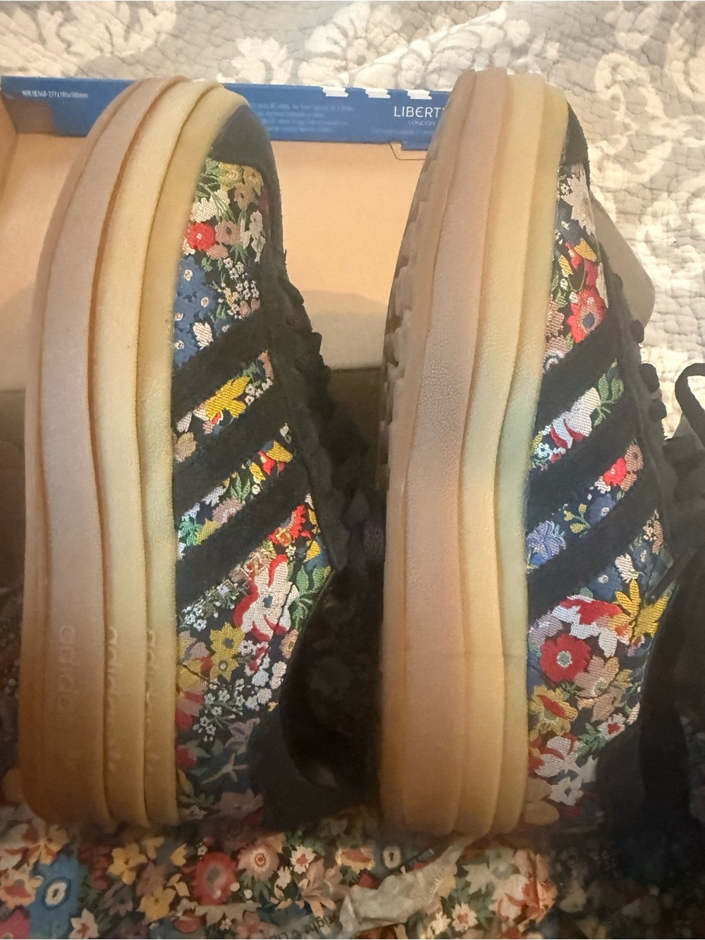 adidas Women's Floral Multicolor Athletic Shoes with Gum Soles